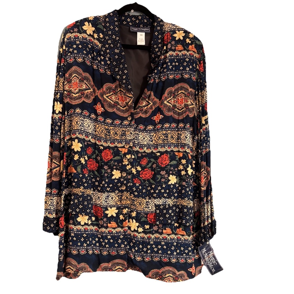 Vintage Maggie‎ McNaughton Blazer Womens 18W Floral Cottagecore Boho NWT